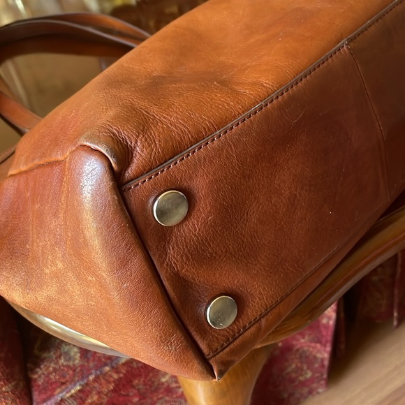 “FOSSIL” BROWN LEATHER TOTE BAG - Picture 11 of 12